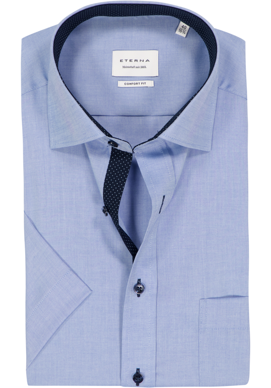 ETERNA comfort fit overhemd, korte mouw, fijn Oxford heren overhemd, lichtblauw (blauw gestipt contrast) ETERNA comfort fit overhemd, korte mouw, fijn Oxford heren overhemd, lichtblauw (blauw gestipt contrast)